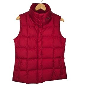 Eddie Bauer Womens Red 700 Goose Down Mock Neck Puffer Vest Size Medium